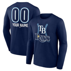 Tampa Bay Rays Personalized Name & Number Fastball Long Sleeve T-Shirt - Navy - MLB Discount