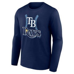 Tampa Bay Rays Personalized Name & Number Fastball Long Sleeve T-Shirt - Navy - MLB Discount