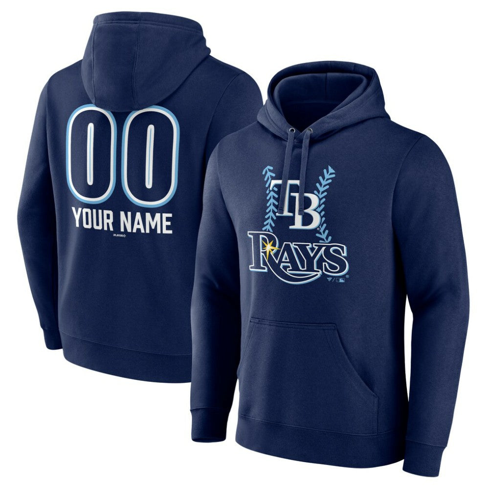 Tampa Bay Rays Personalized Name & Number Fastball Pullover Hoodie - Navy - MLB Lifestyle
