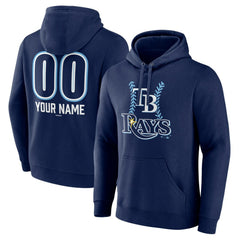 Tampa Bay Rays Personalized Name & Number Fastball Pullover Hoodie - Navy - MLB Lifestyle