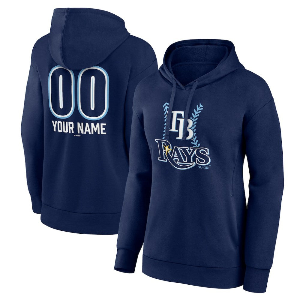 Tampa Bay Rays Women's Personalized Name & Number Fastball Pullover Hoodie - Navy - MLB Sale