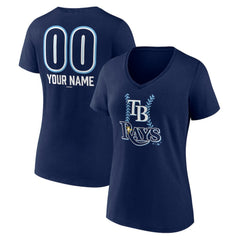 Tampa Bay Rays Women's Personalized Name & Number Fastball V-Neck T-Shirt - Navy - MLB Discount