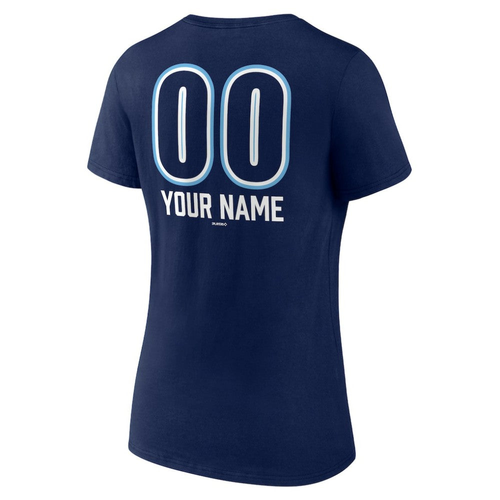 Tampa Bay Rays Women's Personalized Name & Number Fastball V-Neck T-Shirt - Navy - MLB Discount