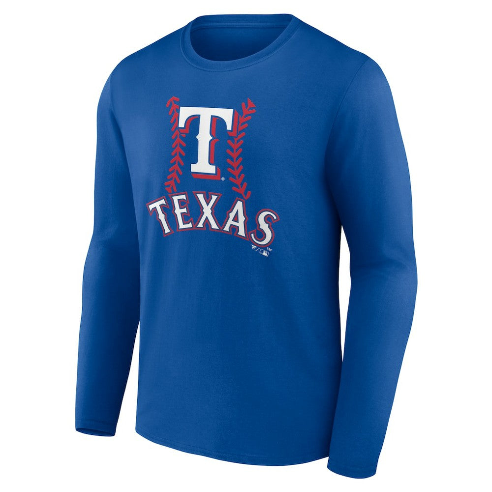 Texas Rangers Personalized Name & Number Fastball Long Sleeve T-Shirt - Royal - MLB Lifestyle