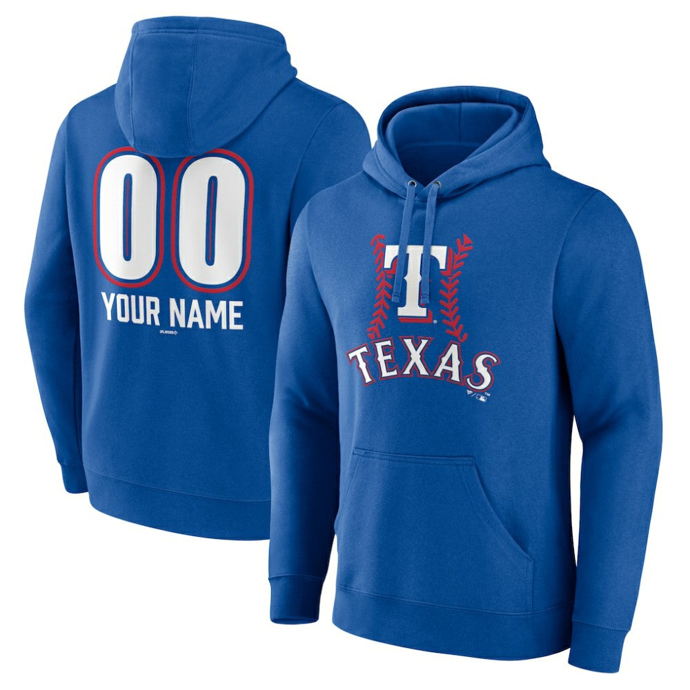 Texas Rangers Personalized Name & Number Fastball Pullover Hoodie - Royal - MLB on Sale