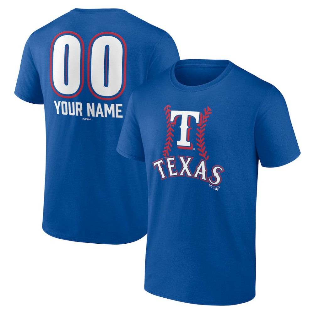 Texas Rangers Personalized Name & Number Fastball T-Shirt - Royal - MLB Lifestyle