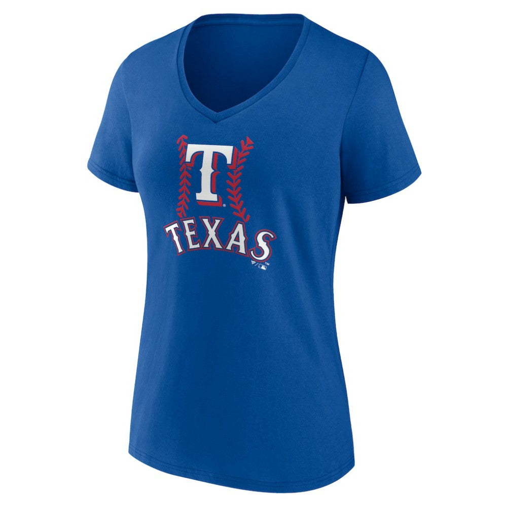 Texas Rangers Women's Personalized Name & Number Fastball V-Neck T-Shirt - Royal - MLB Online