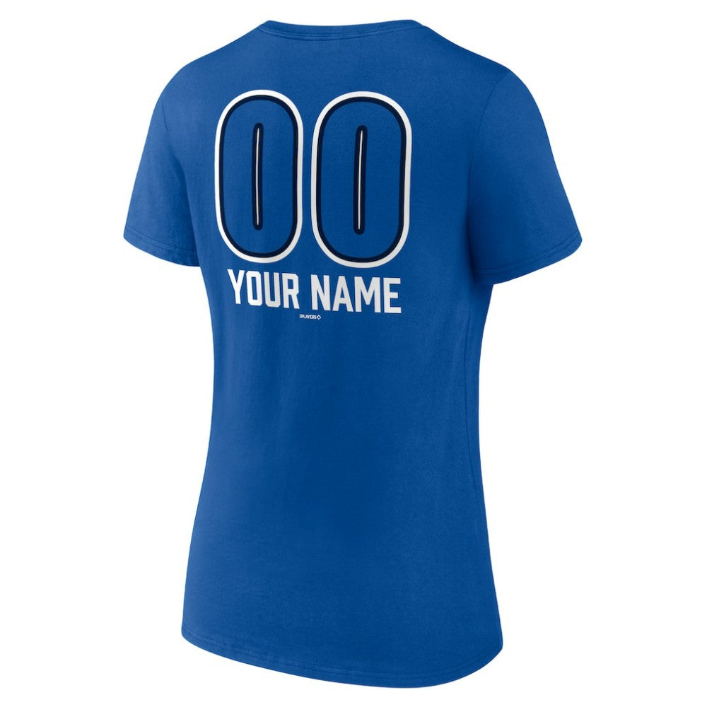 Toronto Blue Jays Women's Personalized Name & Number Fastball V-Neck T-Shirt - Royal - MLB Lifestyle