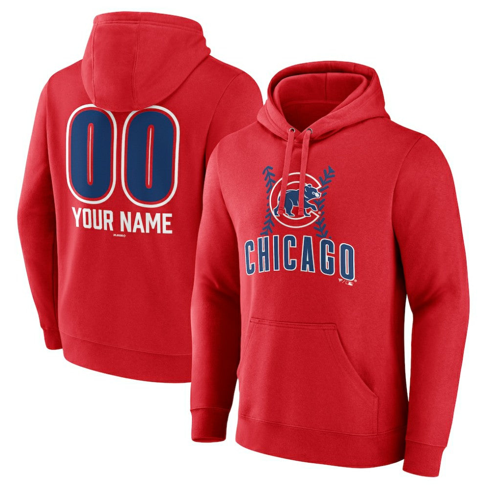 Chicago Cubs Personalized Name & Number Fastball Pullover Hoodie - Red - MLB Discount