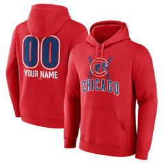 Chicago Cubs Personalized Name & Number Fastball Pullover Hoodie - Red - MLB Discount