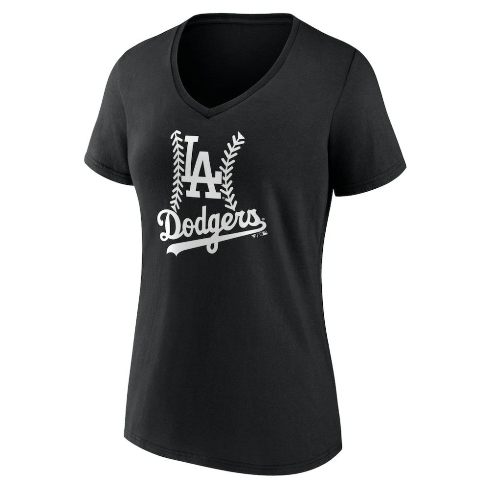 Los Angeles Dodgers Women's Personalized Name & Number Fastball V-Neck T-Shirt - Black - MLB on Sale