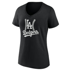 Los Angeles Dodgers Women's Personalized Name & Number Fastball V-Neck T-Shirt - Black - MLB on Sale