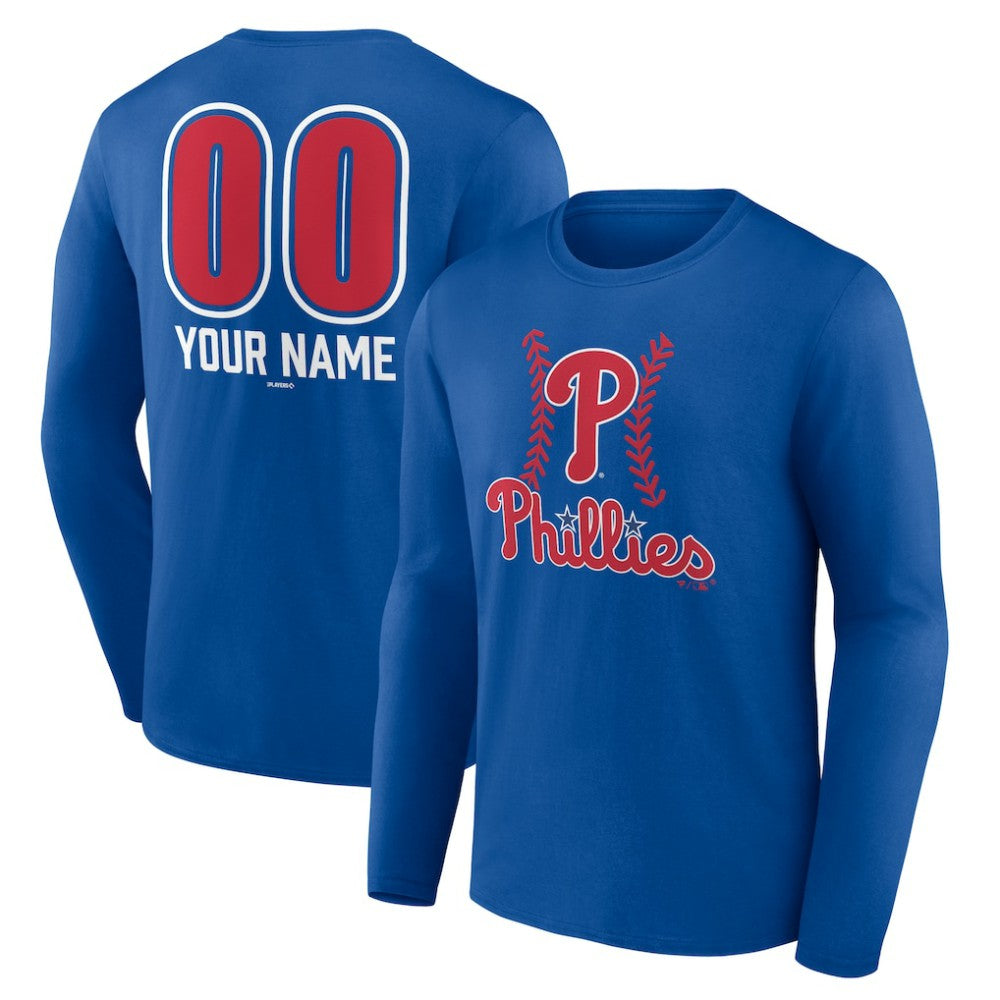 Philadelphia Phillies Personalized Name & Number Fastball Long Sleeve T-Shirt - Royal - MLB Sale