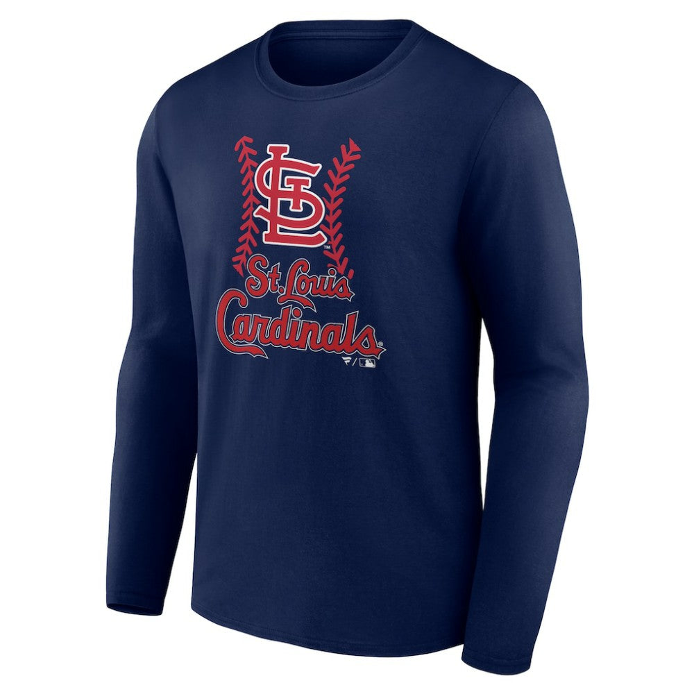 St. Louis Cardinals Personalized Name & Number Fastball Long Sleeve T-Shirt - Navy - MLB Discount