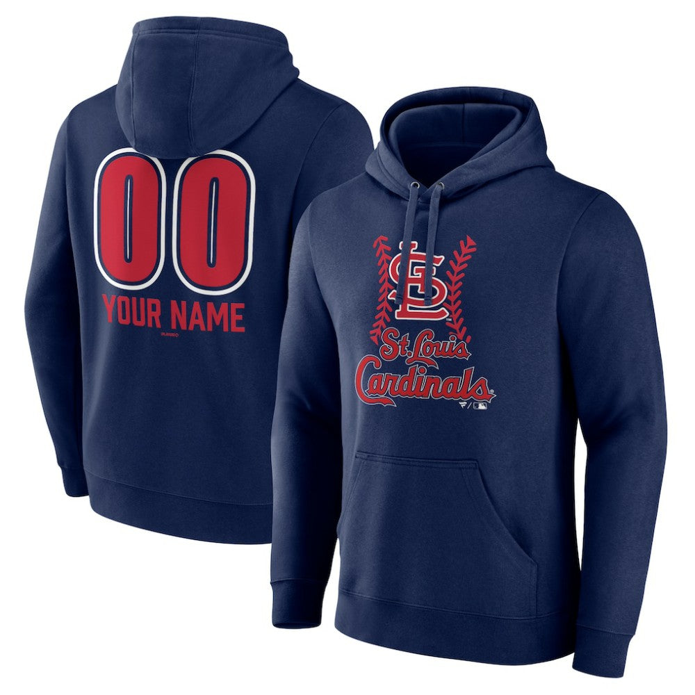 St. Louis Cardinals Personalized Name & Number Fastball Pullover Hoodie - Navy - MLB Discount