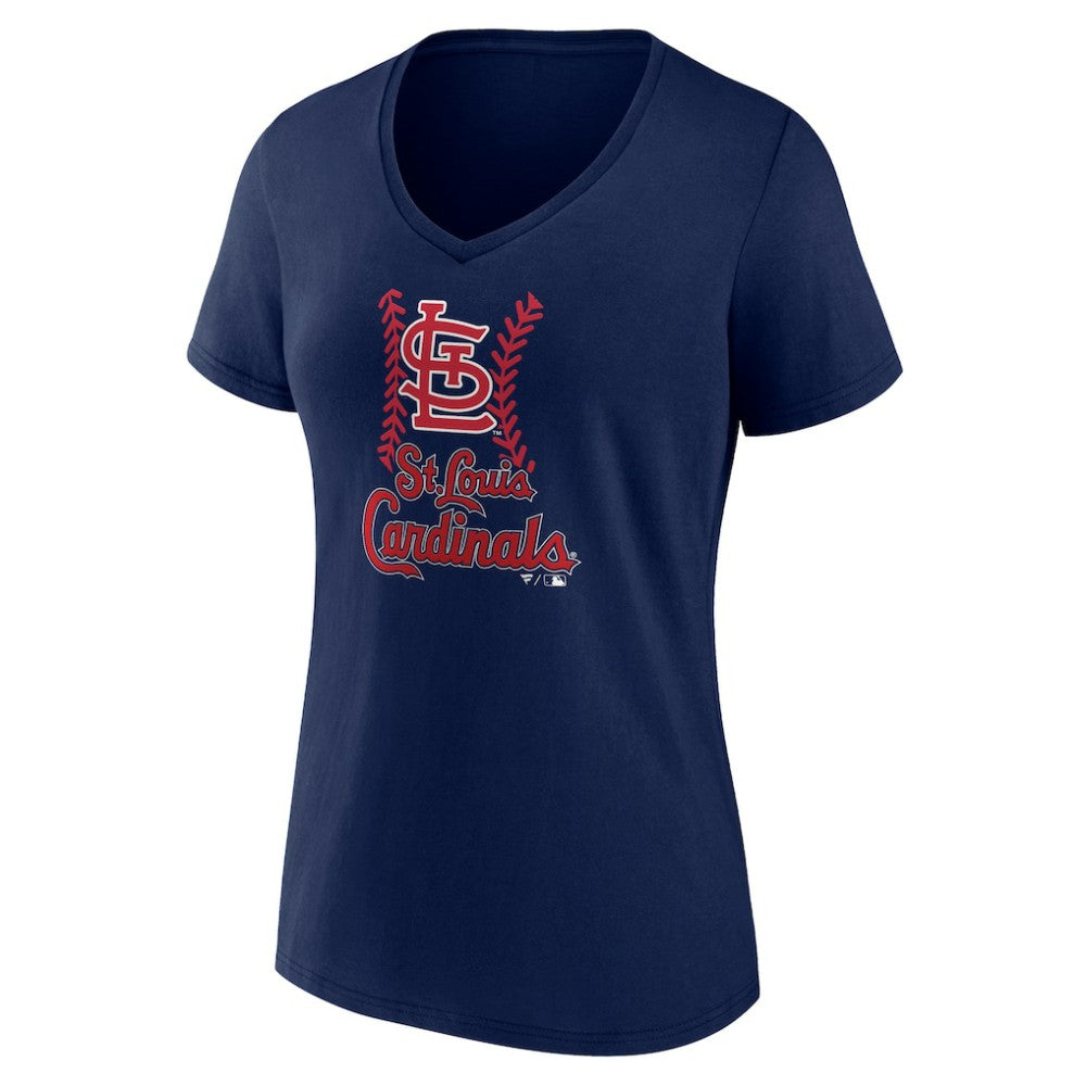 St. Louis Cardinals Women's Personalized Name & Number Fastball V-Neck T-Shirt - Navy - MLB Discount