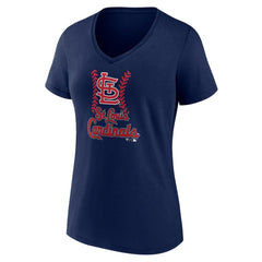 St. Louis Cardinals Women's Personalized Name & Number Fastball V-Neck T-Shirt - Navy - MLB Discount