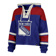 Mika Zibanejad New York Rangers '47 Women's Superior Lacer Cropped Pullover Hoodie - Blue - NHL 201253405