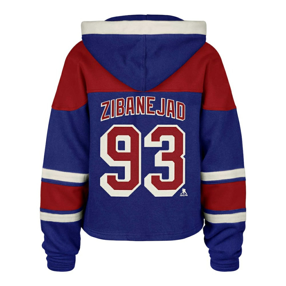 Mika Zibanejad New York Rangers '47 Women's Superior Lacer Cropped Pullover Hoodie - Blue - NHL 201253405