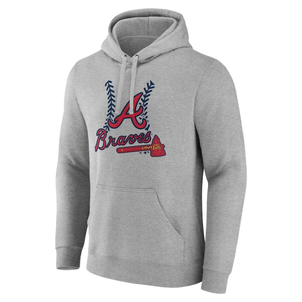 Atlanta Braves Personalized Name & Number Fastball Pullover Hoodie - Gray - MLB Sale