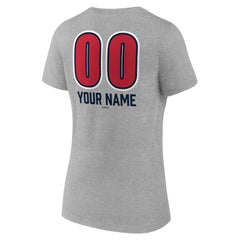 Atlanta Braves Women's Personalized Name & Number Fastball V-Neck T-Shirt - Gray - MLB Sale