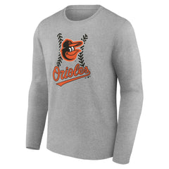 Baltimore Orioles Personalized Name & Number Fastball Long Sleeve T-Shirt - Gray - MLB Lifestyle