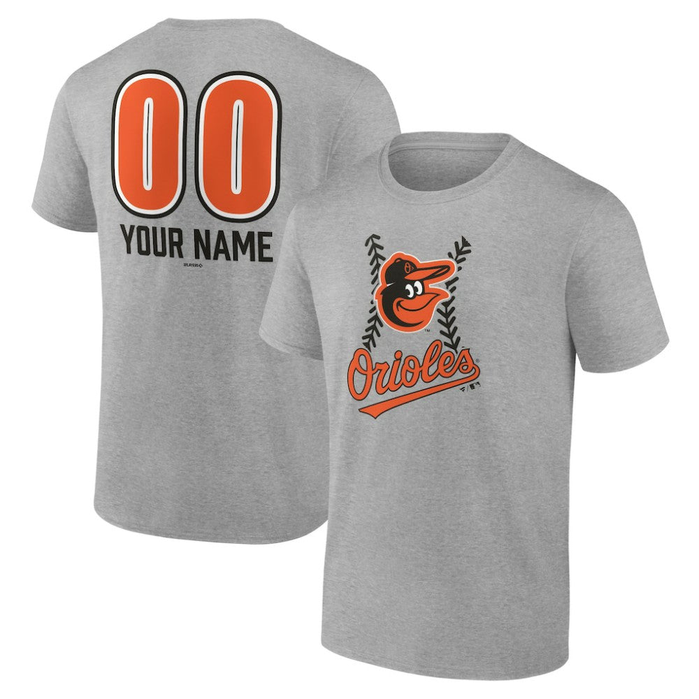 Baltimore Orioles Personalized Name & Number Fastball T-Shirt - Heather Gray - MLB Discount