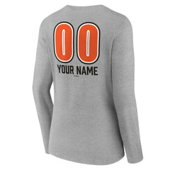 Baltimore Orioles Women's Personalized Name & Number Fastball Long Sleeve V-Neck T-Shirt - Gray - MLB on Sale