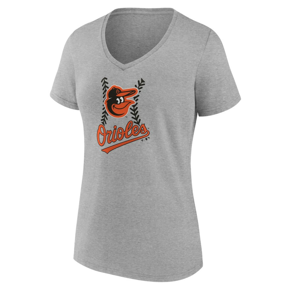 Baltimore Orioles Women's Personalized Name & Number Fastball V-Neck T-Shirt - Gray - MLB on Sale