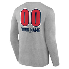 Boston Red Sox Personalized Name & Number Fastball Long Sleeve T-Shirt - Gray - MLB Sale