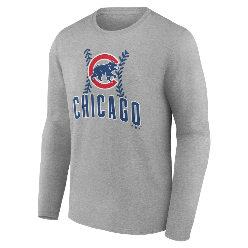 Chicago Cubs Personalized Name & Number Fastball Long Sleeve T-Shirt - Gray - MLB Online