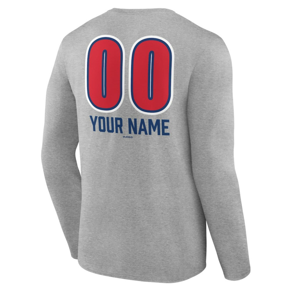 Chicago Cubs Personalized Name & Number Fastball Long Sleeve T-Shirt - Gray - MLB Online