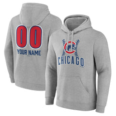 Chicago Cubs Personalized Name & Number Fastball Pullover Hoodie - Gray - MLB on Sale