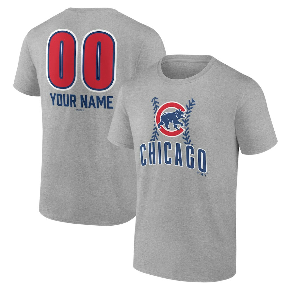 Chicago Cubs Personalized Name & Number Fastball T-Shirt - Heather Gray - MLB Lifestyle
