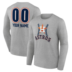 Houston Astros Personalized Name & Number Fastball Long Sleeve T-Shirt - Gray - MLB Lifestyle