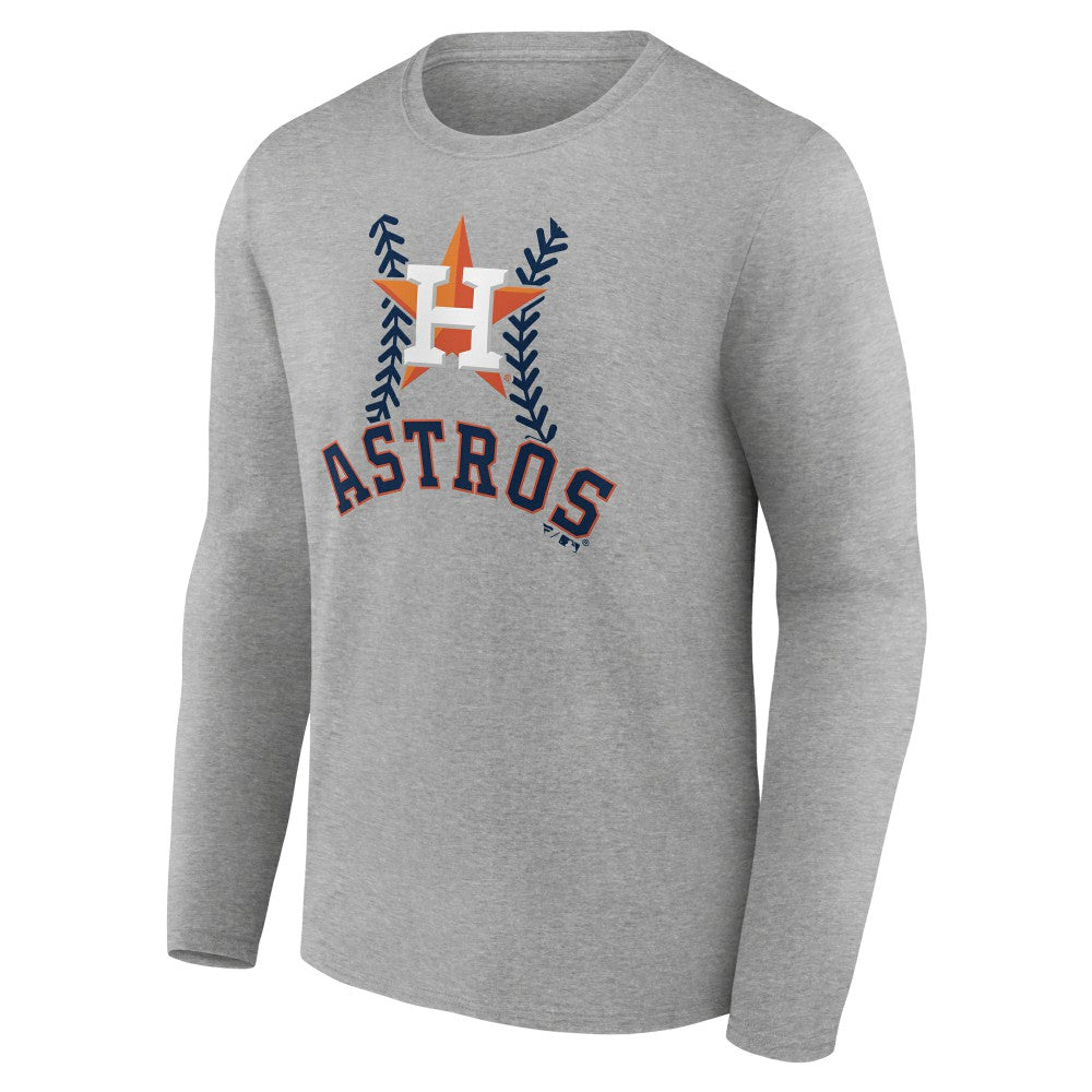 Houston Astros Personalized Name & Number Fastball Long Sleeve T-Shirt - Gray - MLB Lifestyle