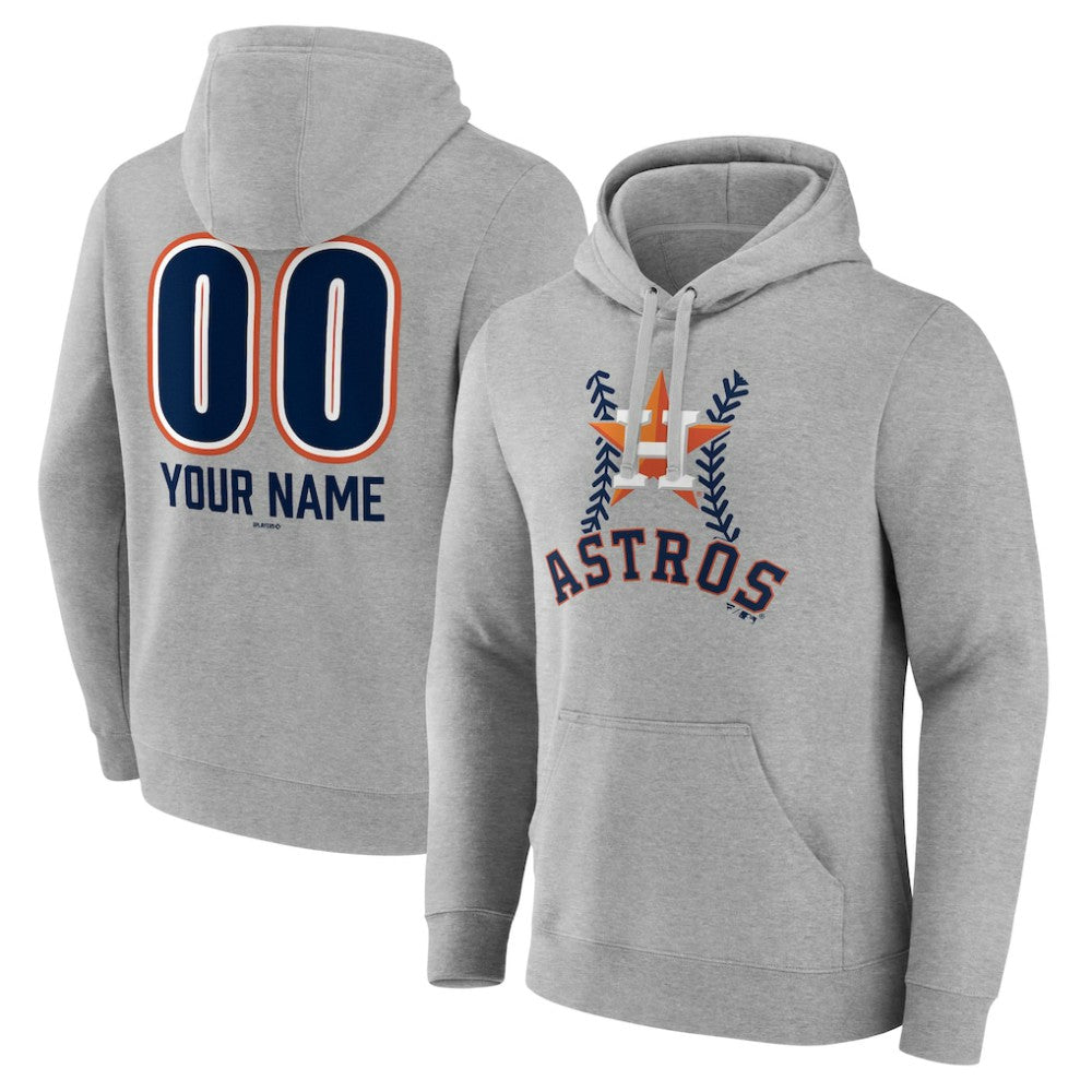 Houston Astros Personalized Name & Number Fastball Pullover Hoodie - Gray - MLB Sale