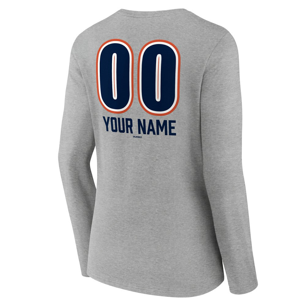 Houston Astros Women's Personalized Name & Number Fastball Long Sleeve V-Neck T-Shirt - Gray - MLB on Sale