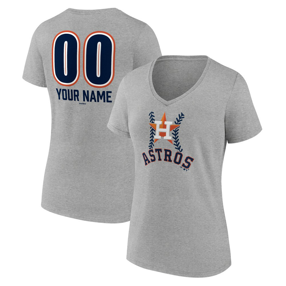 Houston Astros Women's Personalized Name & Number Fastball V-Neck T-Shirt - Gray - MLB on Sale
