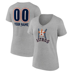 Houston Astros Women's Personalized Name & Number Fastball V-Neck T-Shirt - Gray - MLB on Sale