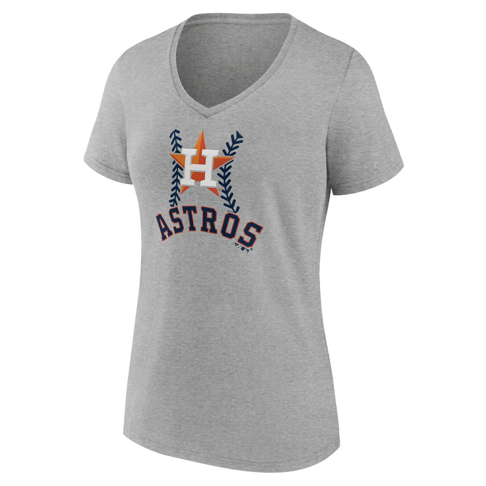Houston Astros Women's Personalized Name & Number Fastball V-Neck T-Shirt - Gray - MLB on Sale