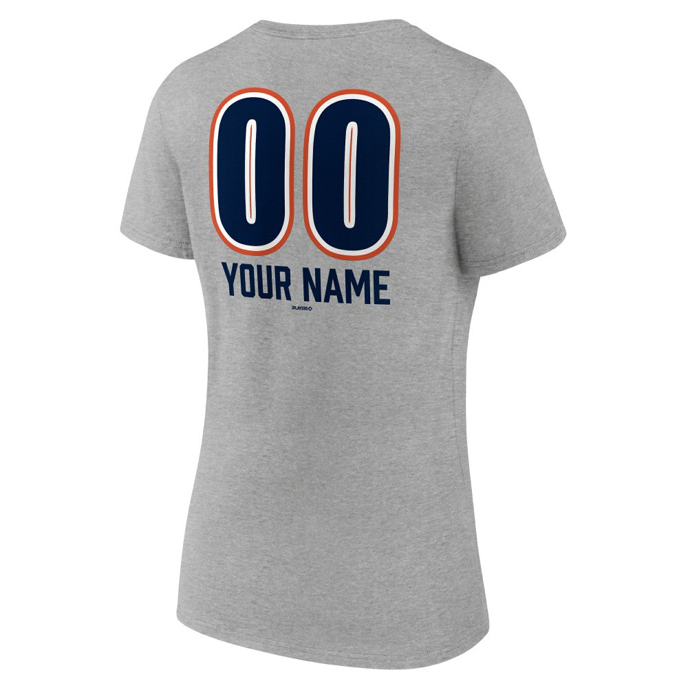 Houston Astros Women's Personalized Name & Number Fastball V-Neck T-Shirt - Gray - MLB on Sale