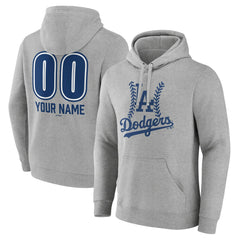 Los Angeles Dodgers Personalized Name & Number Fastball Pullover Hoodie - Gray - MLB on Sale