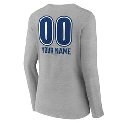 Los Angeles Dodgers Women's Personalized Name & Number Fastball Long Sleeve V-Neck T-Shirt - Gray - MLB Lifestyle