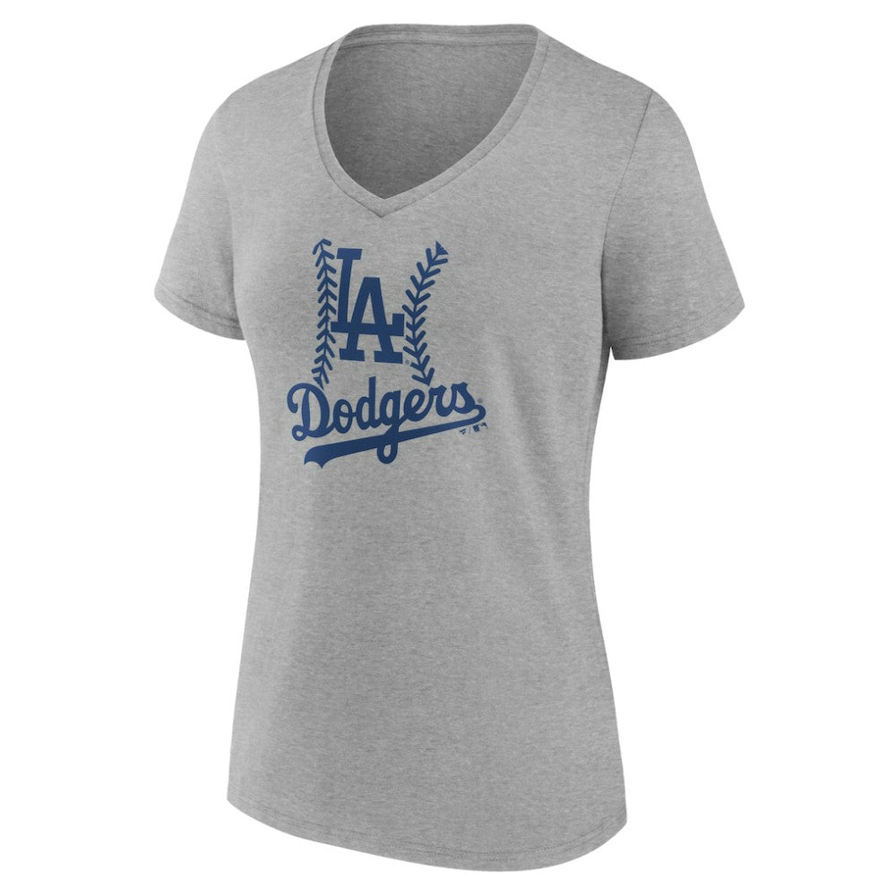 Los Angeles Dodgers Women's Personalized Name & Number Fastball V-Neck T-Shirt - Gray - MLB on Sale