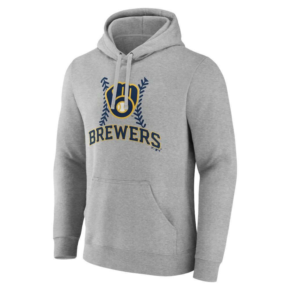 Milwaukee Brewers Personalized Name & Number Fastball Pullover Hoodie - Gray - MLB Discount