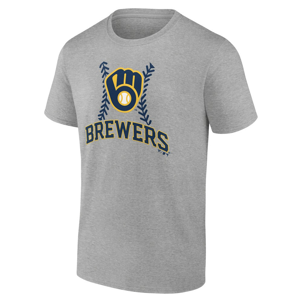Milwaukee Brewers Personalized Name & Number Fastball T-Shirt - Heather Gray - MLB Lifestyle