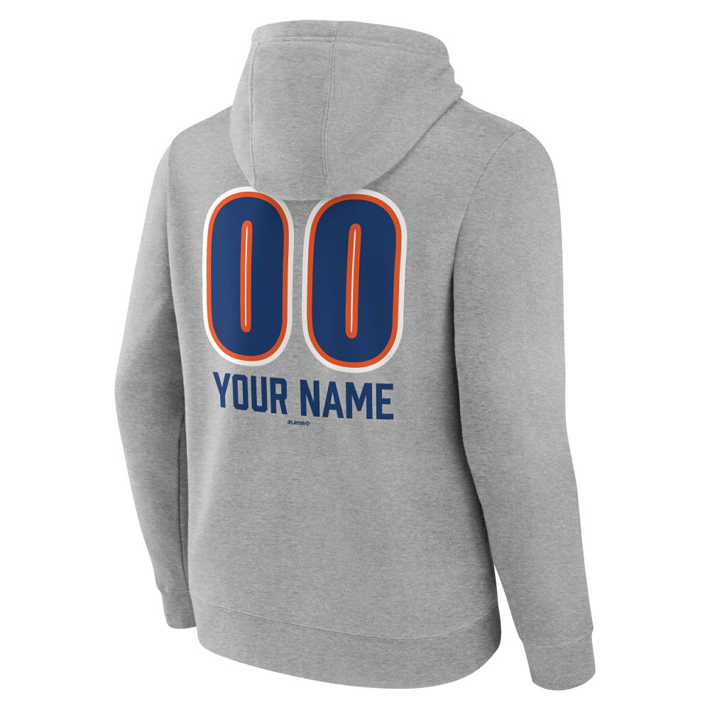 New York Mets Personalized Name & Number Fastball Pullover Hoodie - Gray - MLB Lifestyle