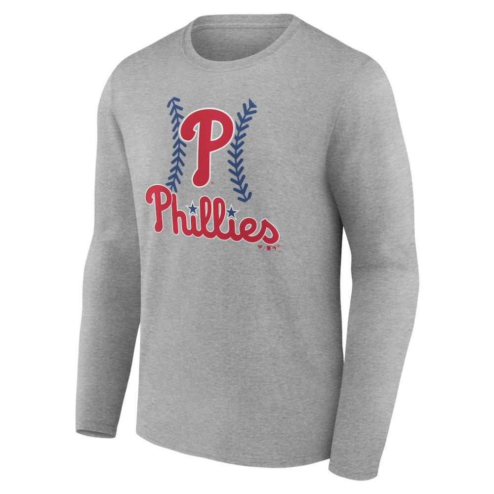 Philadelphia Phillies Personalized Name & Number Fastball Long Sleeve T-Shirt - Gray - MLB Sale