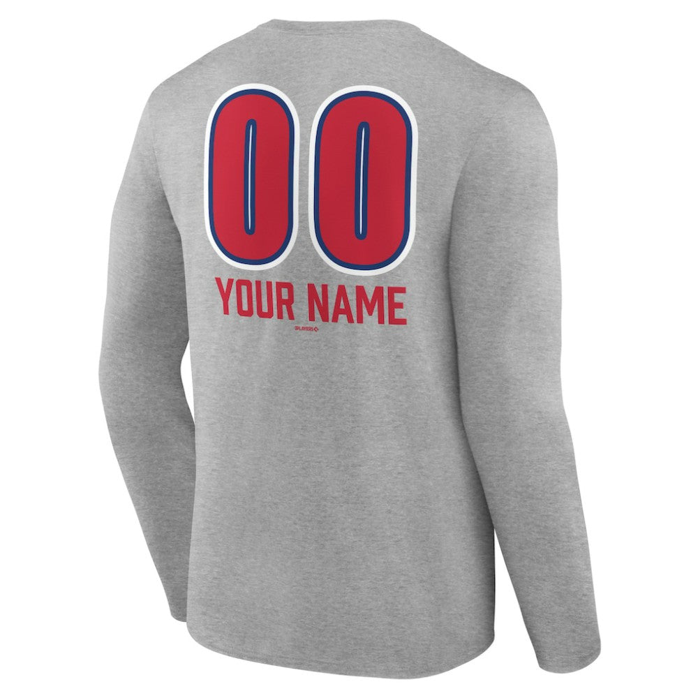 Philadelphia Phillies Personalized Name & Number Fastball Long Sleeve T-Shirt - Gray - MLB Sale